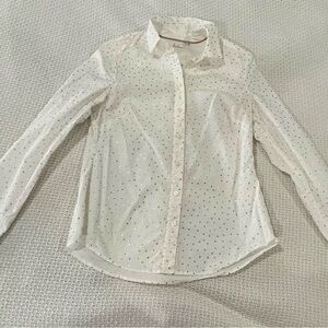 Boden white button down with gold dots